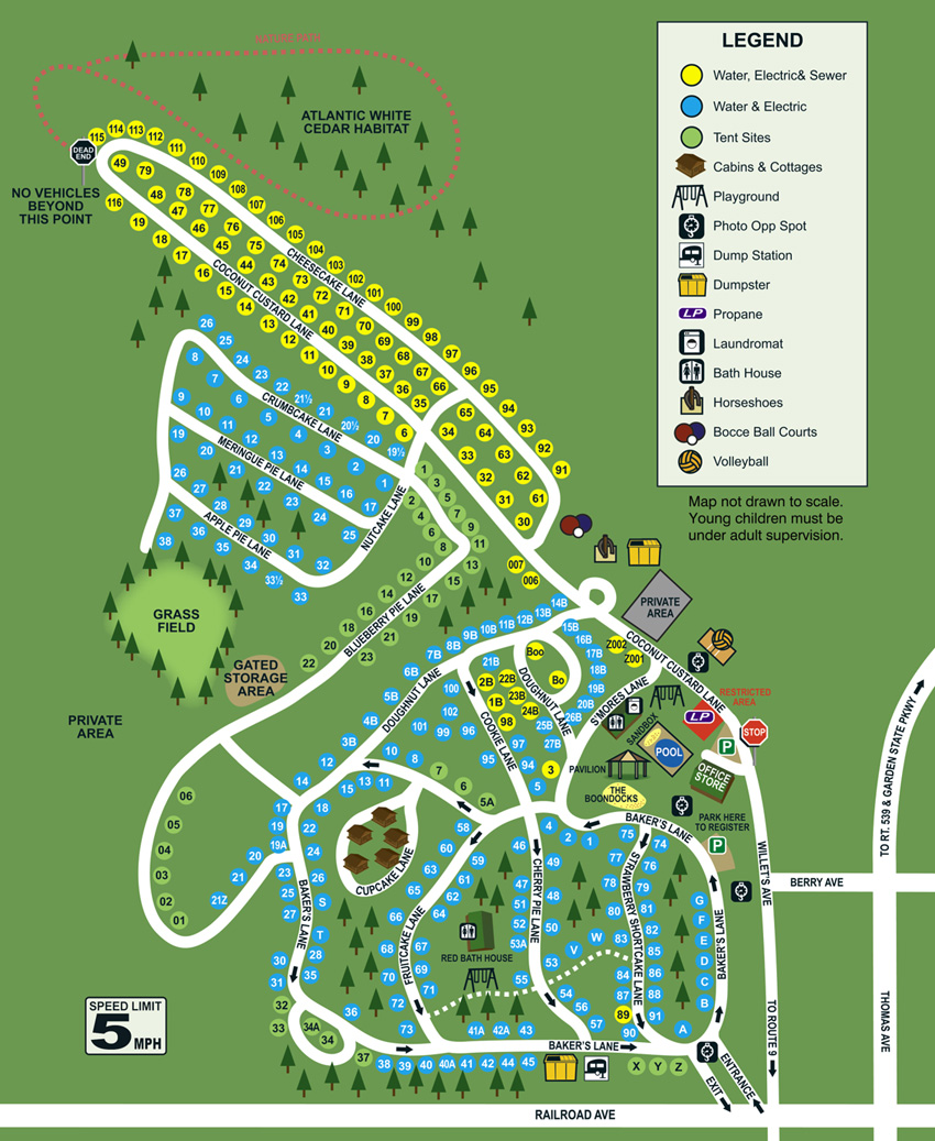 Baker’s Acres Campground Site Map